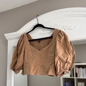 Express Tan Puff Sleeve Blouse